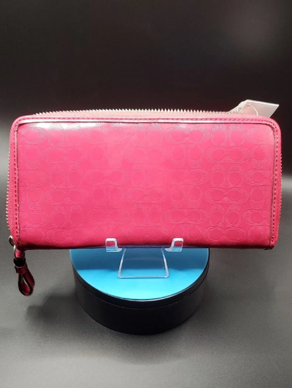 Coach Pink Signature Heart Zip Wallet